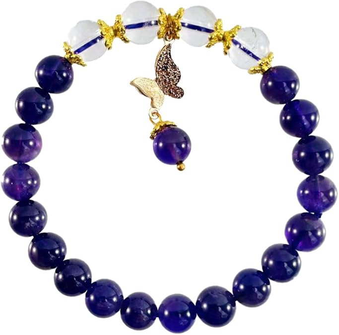Natural Amethyst Hanging Butterfly Bracelet-Women's Bracelet, Feel Better Gift for Female Frien